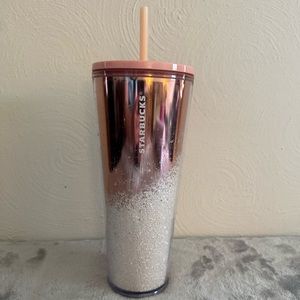 Starbucks Metallic Pink and white Tumbler